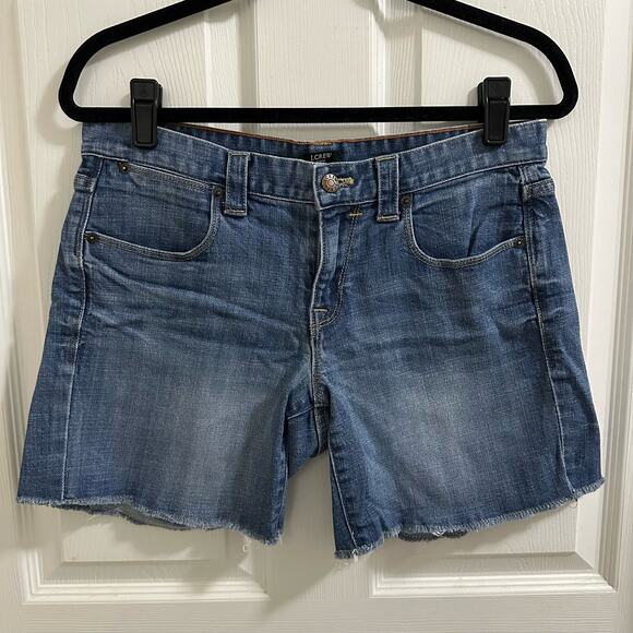 💥J.Crew Cut-off Denim Stretch Jean Shorts Women’s size 4, frayed hem - Picture 1 of 9